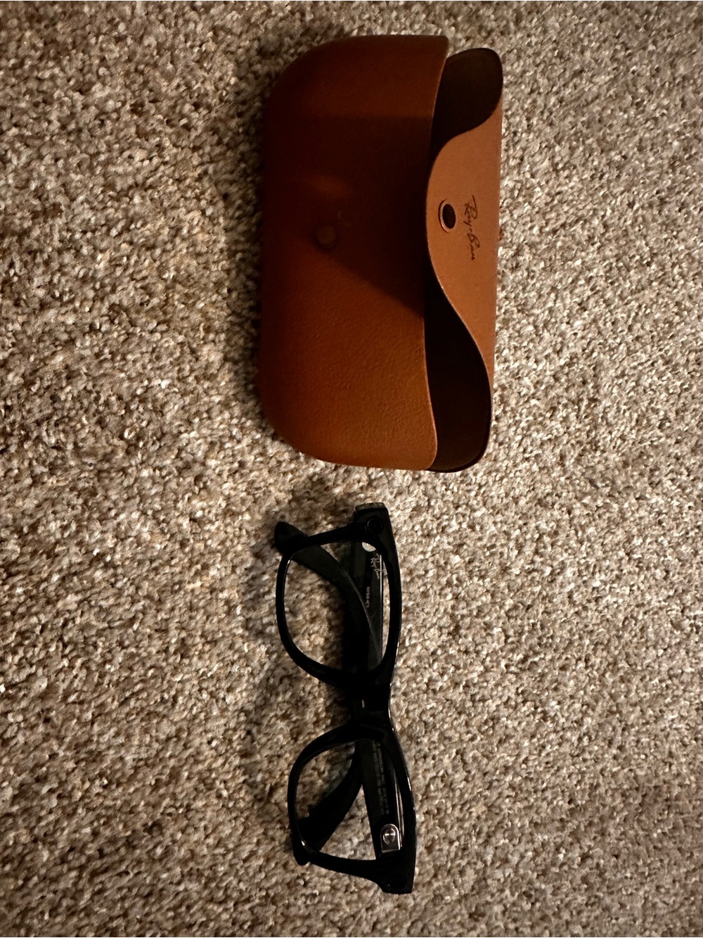 Ray-Ban Black Frame Glasses with Brown Leather Case